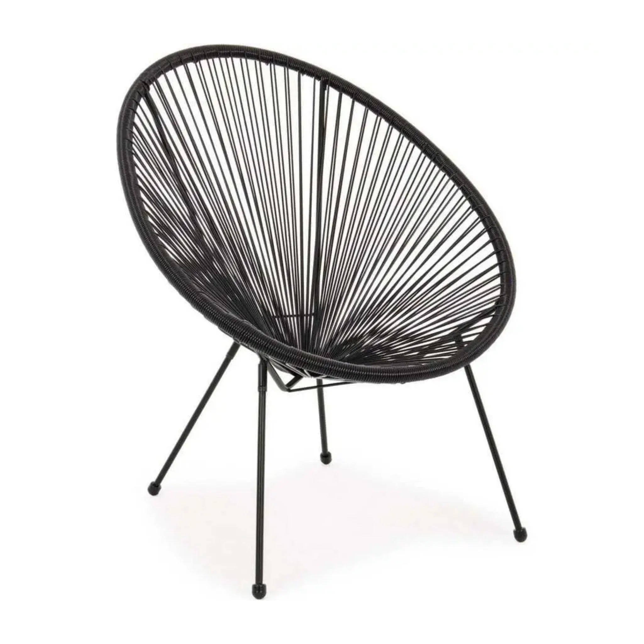 Gartensessel Spaghetti Parker – moderner Outdoor-Stuhl mit Kunststoffgeflecht in Schwarz