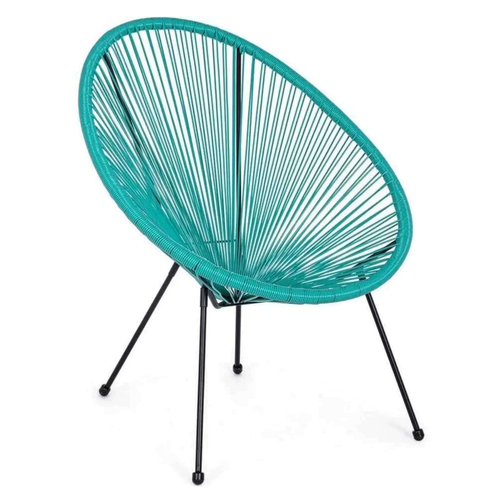 Gartensessel Spaghetti Parker türkis - Moderner Outdoor-Stuhl mit Flechtwerk auf Metallfüßen