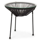 Bizzotto Beistelltisch Parker Spaghetti - moderner Couchtisch mit Glastop und schwarzem Gestell