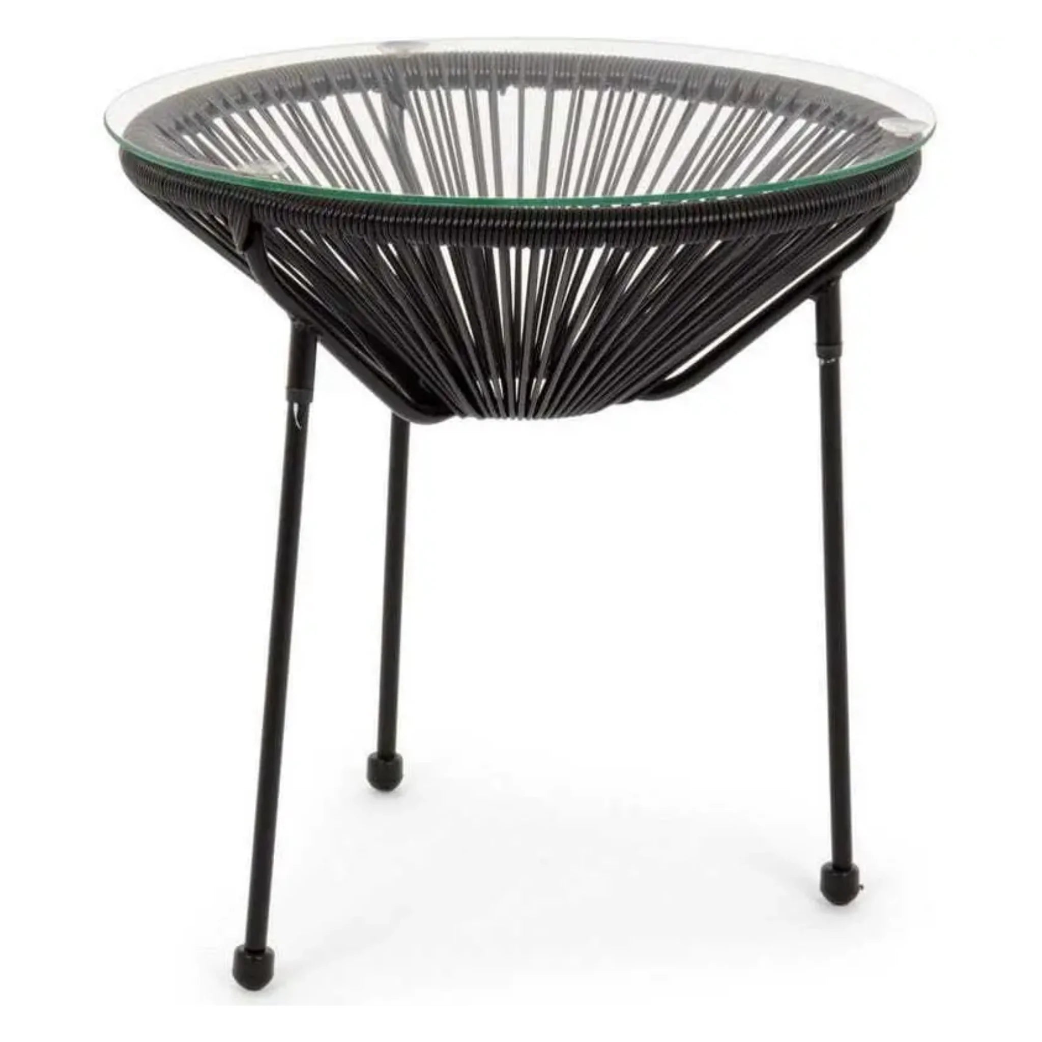Bizzotto Beistelltisch Parker Spaghetti - moderner Couchtisch mit Glastop und schwarzem Gestell