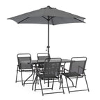 Bizzotto Gartenessgruppe Pompei mit Schirm - Gartenmöbel Set grau
