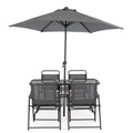 Bizzotto Gartenessgruppe Pompei: 2er Set Gartenstühle mit Tisch und Sonnenschirm grau