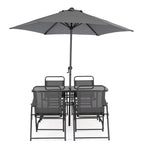 Bizzotto Gartenessgruppe Pompei: 2er Set Gartenstühle mit Tisch und Sonnenschirm grau