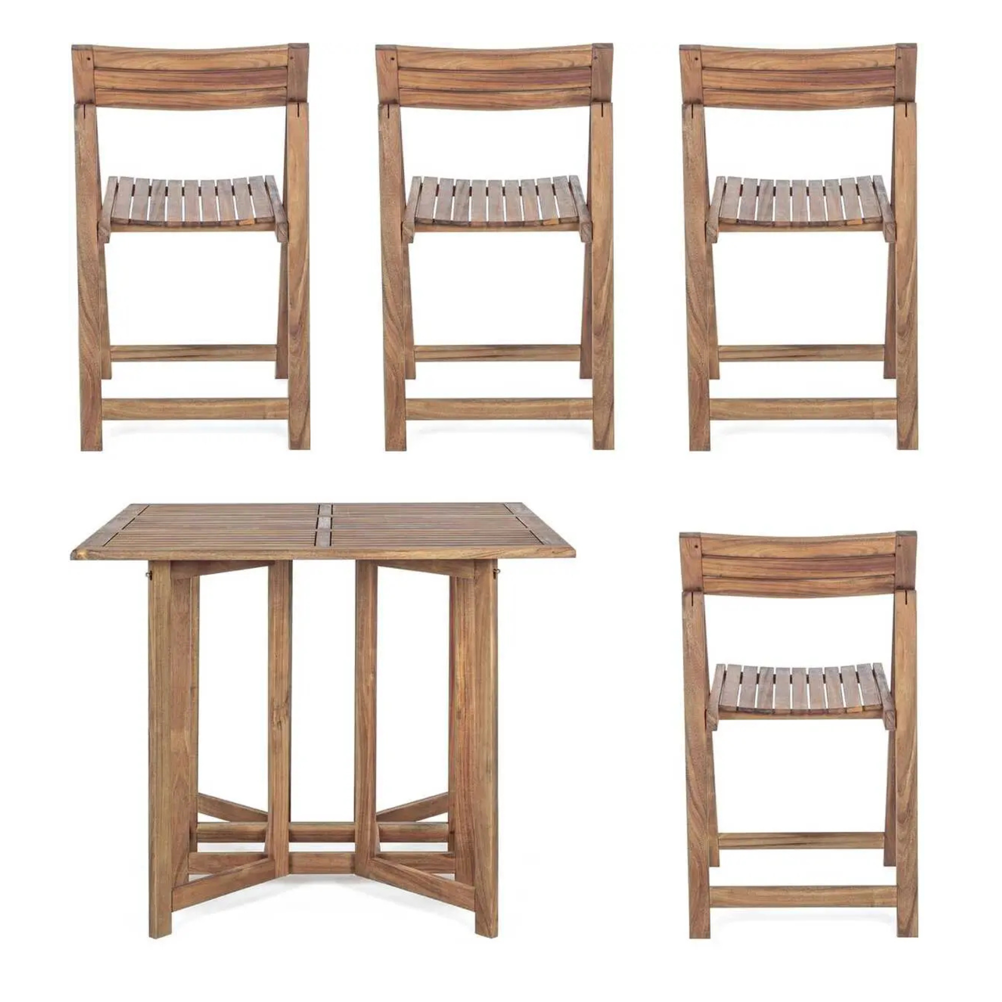 # Gartenmöbel Akazie Set Noemi 5-teilig Bizzotto - Klapptisch & Stühle