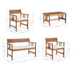 Bizzotto Gartenlounge Set Noemi aus Akazie - Sessel, Tisch und Bänke in Holz