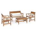 Gartenlounge Set Noemi aus Akazie: 4-teilig mit Sofa, 2 Sesseln und Tisch