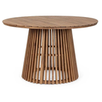 Bizzotto Gartentisch Rodano aus Akazie, ovale Tischform mit modernem Lamellenfuß, Designmöbel für Terrasse