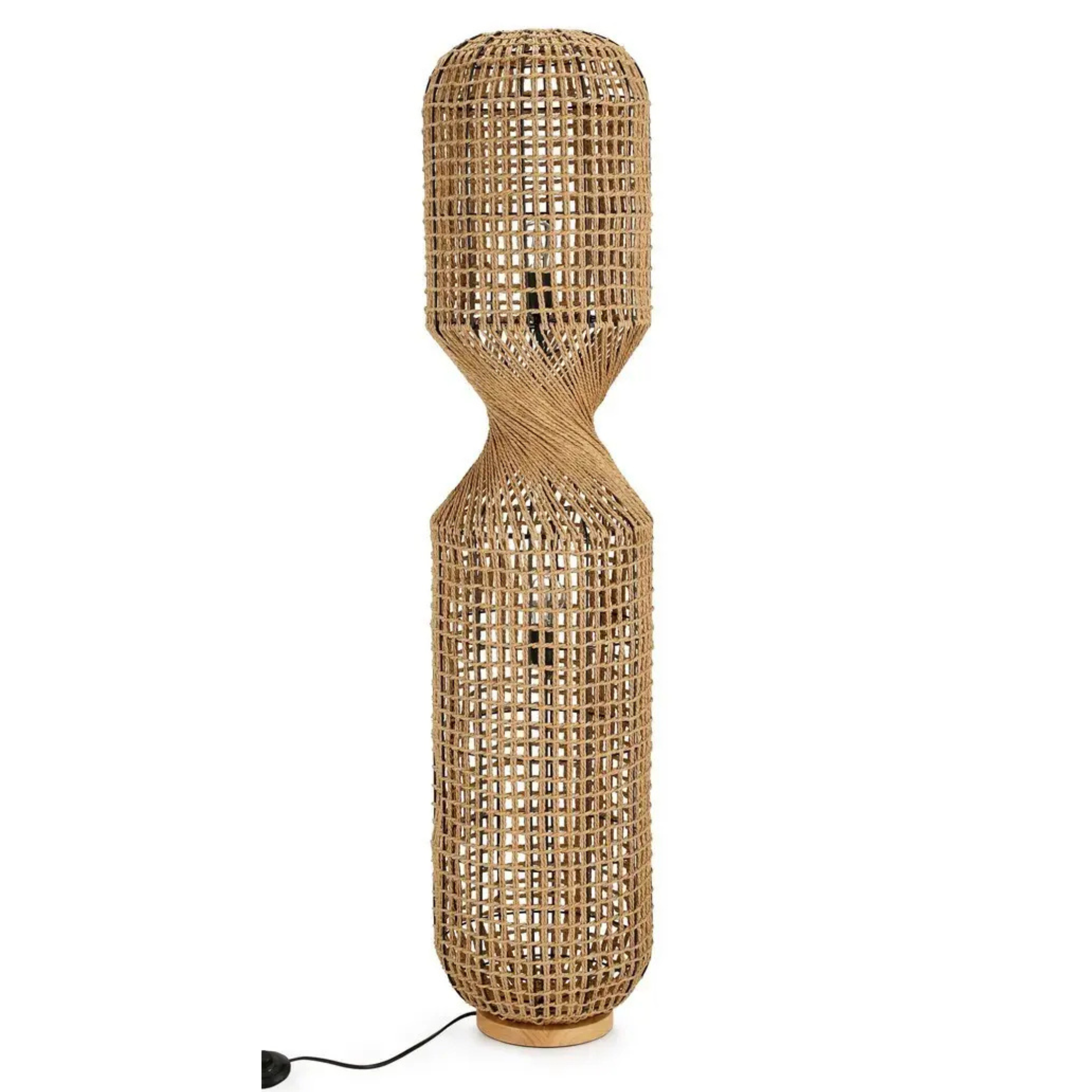 Bizzotto Stehlampe Malabo aus Rattan - moderne Designerleuchte in Naturfarbe für stilvolles Wohnambiente.
