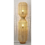 Bizzotto Stehlampe Malabo - Moderne Rattan-Stehleuchte mit geflochtenem Designschirm in Natur