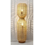 Bizzotto Stehlampe Malabo aus Rattan in Gold - moderne Designerleuchte für stilvolle Raumbeleuchtung