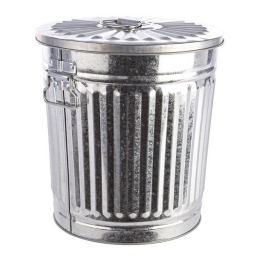 Bizzotto Zink-Abfalleimer London 18L mit Deckel und Klappverschluss, silber-metallic, geriffelt