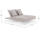 Bizzotto Doppelliege Viper hellgrau mit Kissen, 194x147x93 cm, moderne Outdoor-Loungeliege auf weißen Aluminiumbeinen