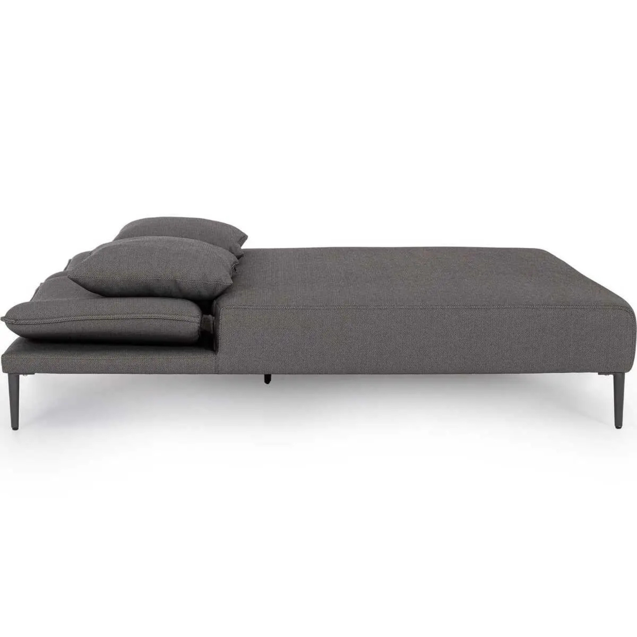 Bizzotto Doppelliege Viper in Anthrazit – moderne Outdoor-Loungeliege mit Kissen und schwarzen Metallbeinen