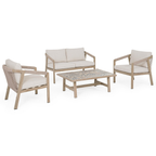 Bizzotto Gartenlounge Kalimera Timber 5-teilig Holz Gartenmöbel Set mit Sofa Sessel Tisch