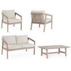 Bizzotto Gartenlounge Kalimera Timber - Holz Gartenmöbel Set mit Sessel, Sofa und Tisch