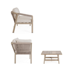 Bizzotto Eck-Gartenlounge Kalimera Timber 2 - modernes Outdoor-Lounge-Set aus Holz mit Sessel und Tisch