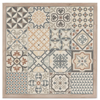 Moderne Patchwork Fliesen mit geometrischen Mustern in Grau, Beige und Terrakotta Tönen
