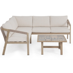 Bizzotto Eck-Gartenlounge Kalimera Timber - Modernes Gartenmöbel Set aus Holz mit Polster