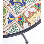 Bizzotto Gartentisch Paloma rund 60cm mit buntem Keramik-Fliesenmuster, Metallgestell