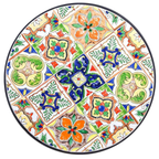 Bizzotto Gartentisch Paloma rund 60cm, farbenfrohe Keramik-Mosaikplatte mit Blumenmuster