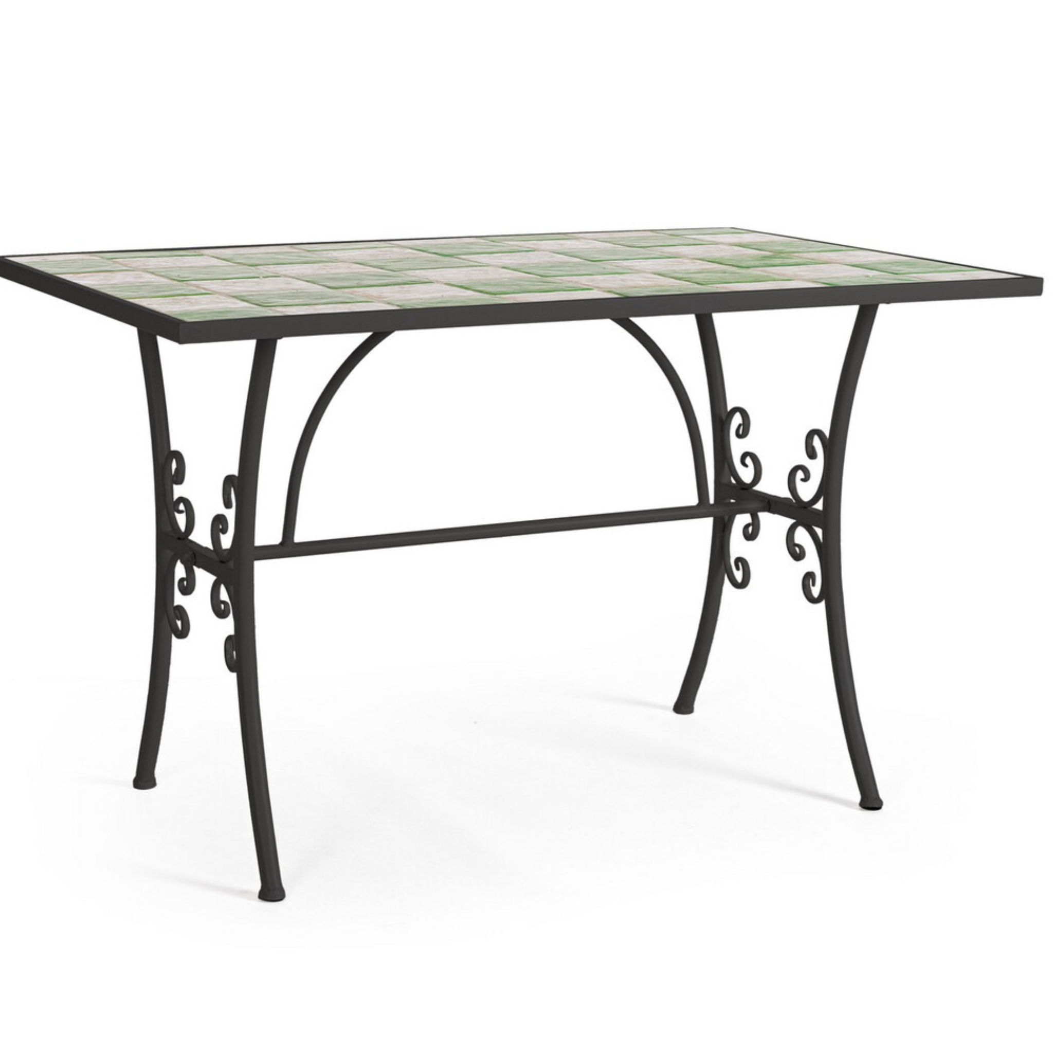 Bizzotto Gartentisch Loire 120x80cm mit Glasplatte und Metallgestell in Schwarz