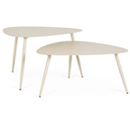 Bizzotto Beistelltisch Yvonne 2er Set Creme-Weiß - Moderne Couchtische aus Holz