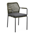 Bizzotto Stuhl Rajada Grün mit Armlehnen, Outdoor-Stuhl mit Sitzpolster, modernes Design