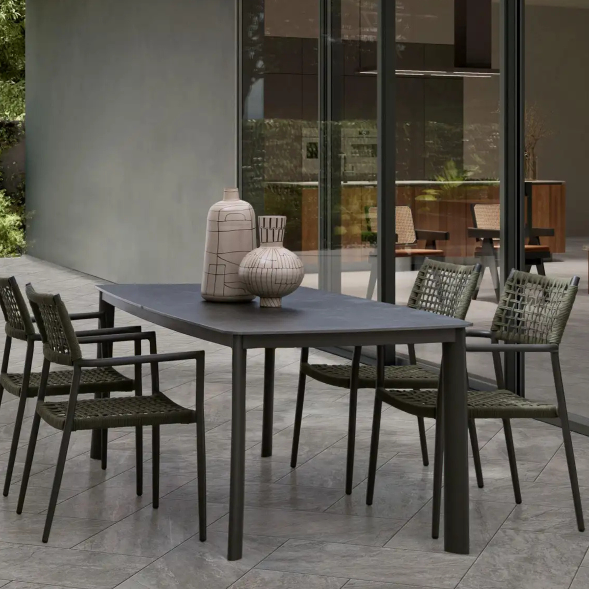 Bizzotto Gartentisch Alcora 180x90cm Anthrazit - Moderner Esstisch für Terrasse und Garten