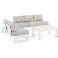 Bizzotto Ecksitzgruppe Garten Lounge Konnor Weiss Set mit Ecksofa Ottomane und zwei Couchtischen