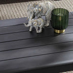 Bizzotto Eckgruppe Garten Konnor Anthrazit Couchtisch mit Deko Elefanten-Figuren und Vase