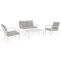 Bizzotto Sitzgruppe Konnor 4-tlg Weiss Set mit Sofa zwei Sesseln und Couchtisch Aluminium