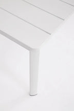 Bizzotto Sitzgruppe Konnor 4-tlg Weiss Couchtisch Detailansicht Tischplatte und Tischbein Aluminium
