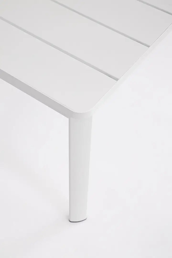 Bizzotto Sitzgruppe Konnor 4-tlg Weiss Couchtisch Detailansicht Tischplatte und Tischbein Aluminium