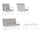 Bizzotto Sitzgruppe Konnor 4-tlg Weiss Einzelteile Sessel Sofa und Couchtisch Aluminium