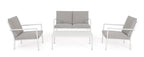 Bizzotto Sitzgruppe Konnor 4-tlg Weiss Frontalansicht Set mit zwei Sesseln Sofa und Couchtisch