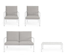 Bizzotto Sitzgruppe Konnor 4-tlg Weiss Einzelteile Vorderansicht zwei Sessel Sofa und Couchtisch