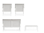 Bizzotto Sitzgruppe Konnor 4-tlg Weiss Einzelteile Rueckansicht zwei Sessel Sofa und Couchtisch