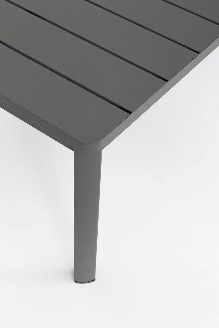 Bizzotto Sitzgruppe Konnor 4-tlg Anthrazit Couchtisch Detailansicht Latten-Tischplatte und Metallbeine