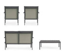 Bizzotto Sitzgruppe Konnor 4-tlg Anthrazit Einzelteile Rueckansicht zwei Sessel Sofa und Couchtisch