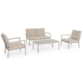 Bizzotto Sitzgruppe Konnor 4-tlg Rattin Beige Set mit Sofa zwei Sesseln und Couchtisch Aluminium