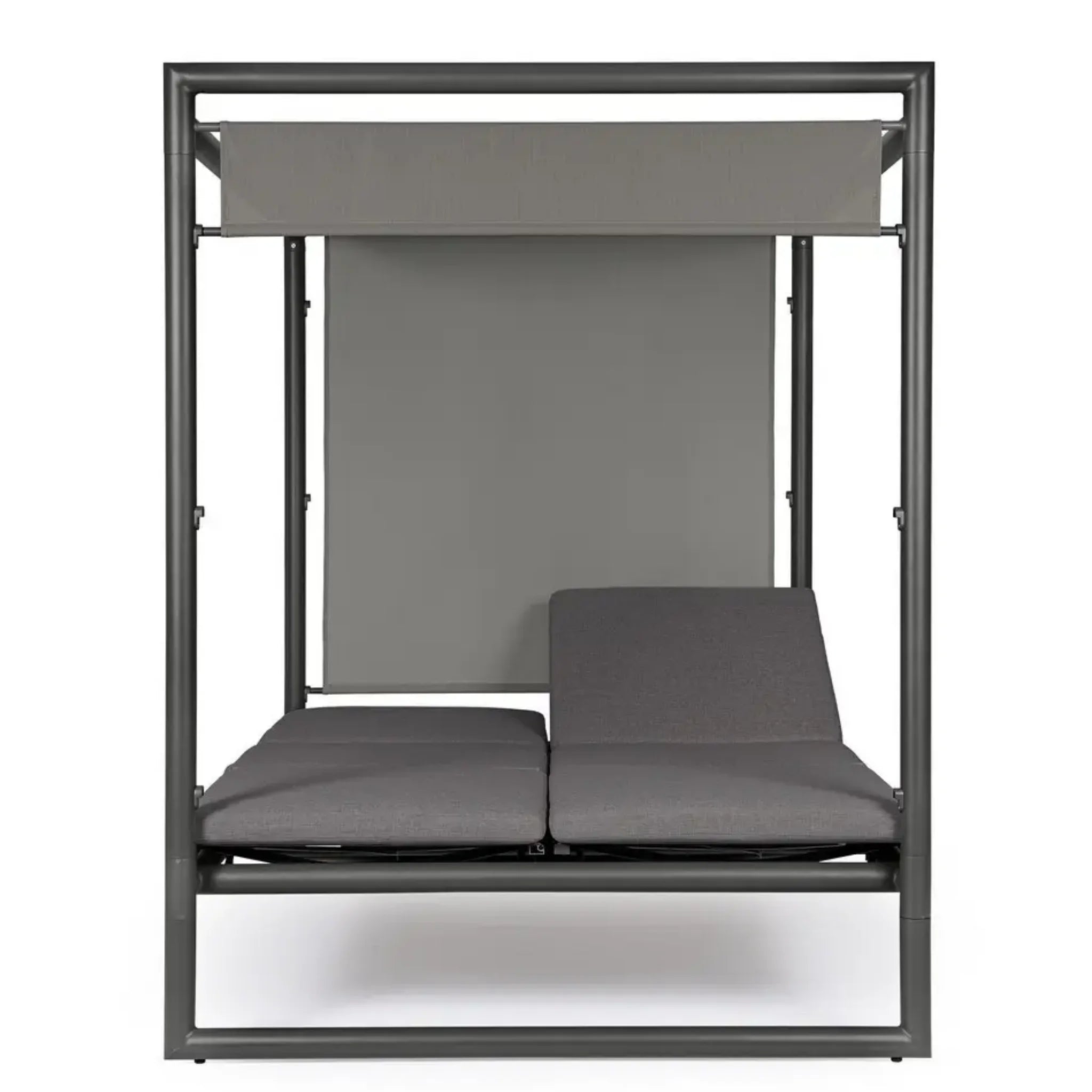 Bizzotto Daybed Konnor Anthrazit - Modernes Himmelbett mit Himmel und grauen Kissen