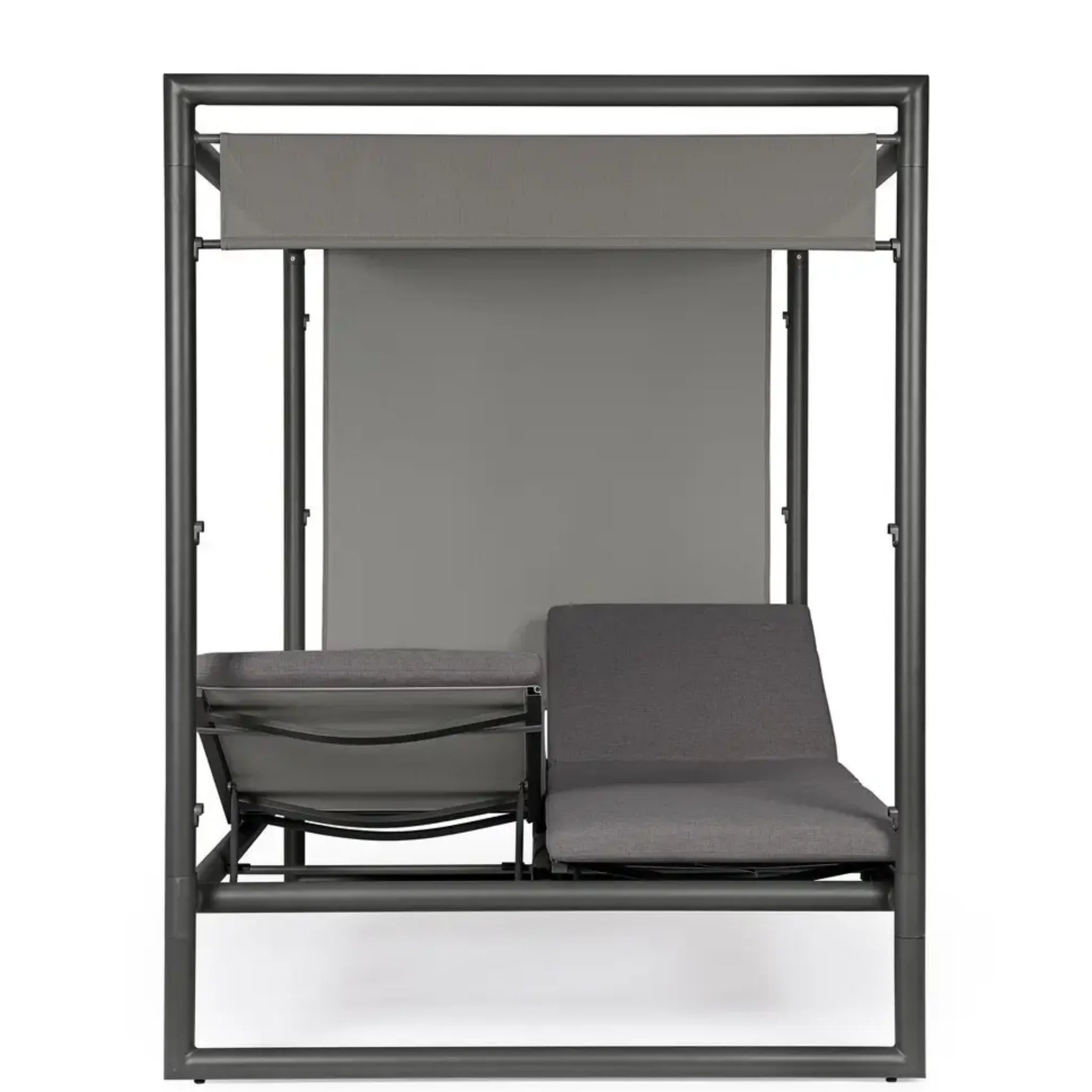 Bizzotto Daybed Konnor anthrazit mit Himmel und Liegefläche, modernes Designermöbel.