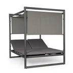 Bizzotto Daybed Konnor Anthrazit - Modernes Himmelbett mit Stahlrahmen und Sonnenmarkise für Garten und Terrasse