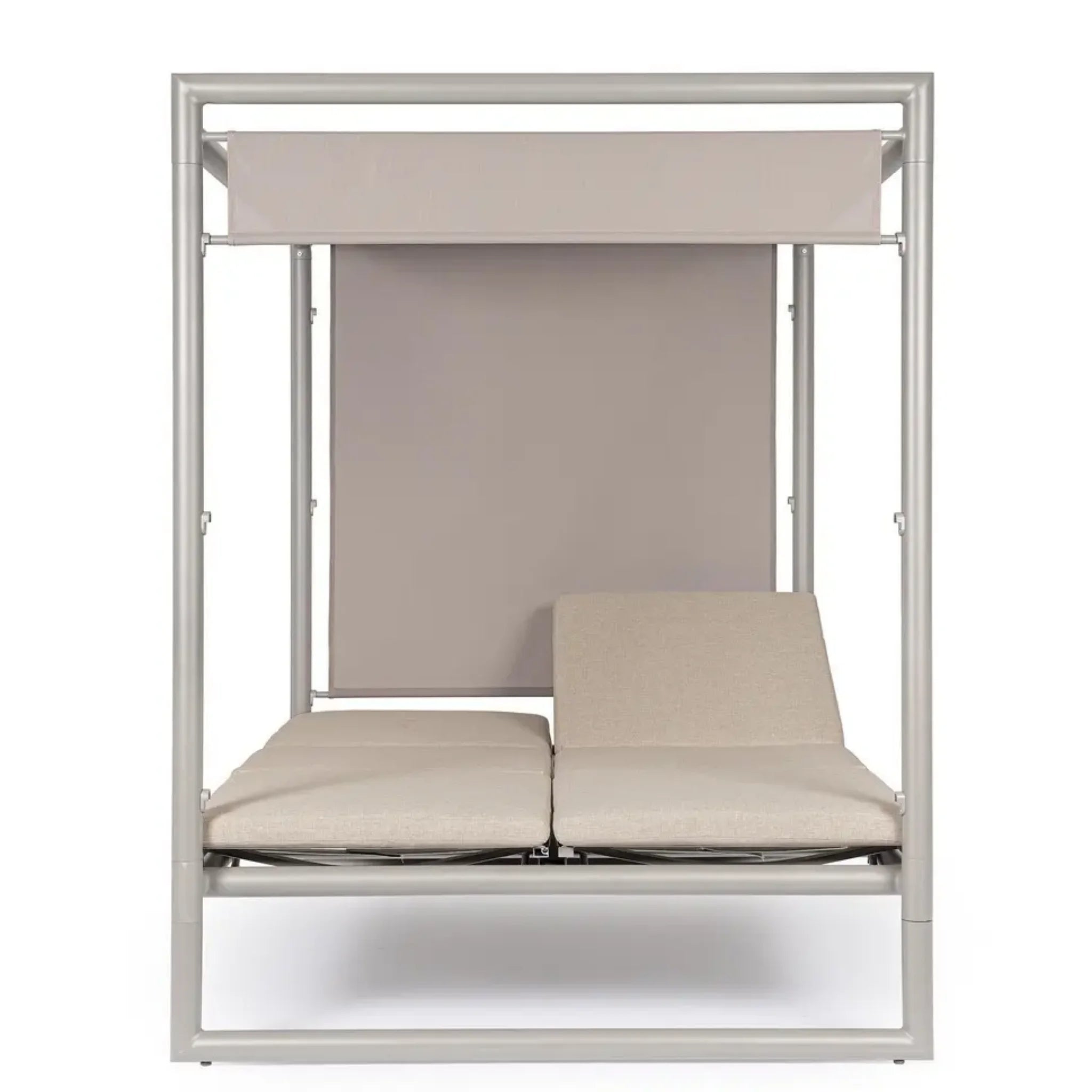 Bizzotto Daybed Konnor Rastin Aluminium mit Vorhang und beigen Kissen