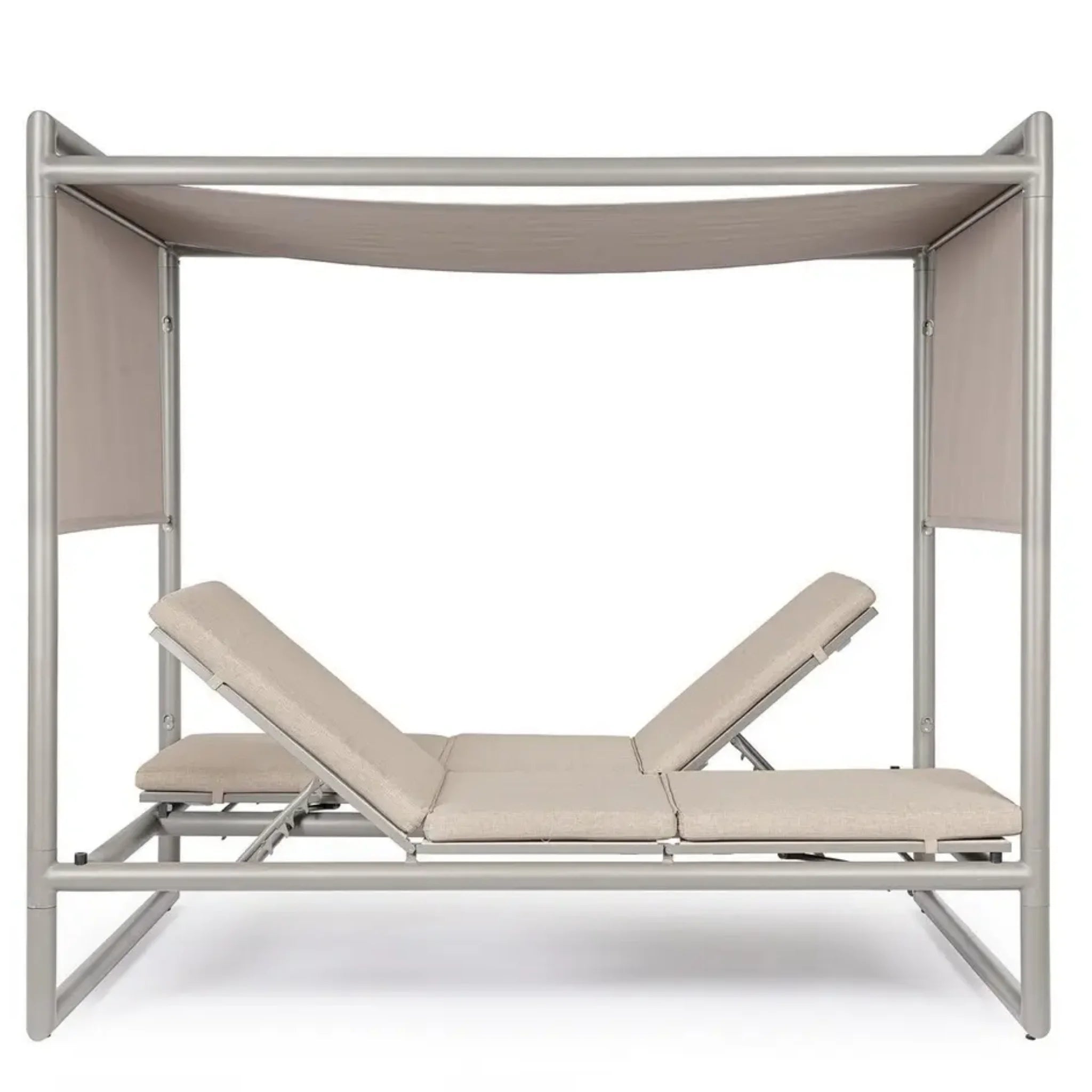 Bizzotto Daybed Konnor Rastin - Aluminium Gartenbett mit Dach und verstellbarem Liegebereich