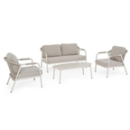 Bizzotto Gartenlounge Miravet - 4-teiliges Loungemöbel Set aus Aluminium und Rope