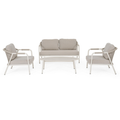 Gartenlounge Miravet Frontalansicht mit zwei Sesseln und Couchtisch in Beige-Grau