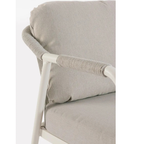 Bizzotto Gartenlounge Miravet Sessel Weiss Nahaufnahme Polster und Seilgeflecht Armlehne