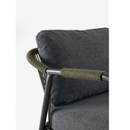 Bizzotto Gartenlounge Miravet Sessel Detailansicht Polster Dunkelgrau mit Seilgeflecht Armlehne