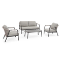 Bizzotto Gartenlounge Miravet Set mit 2-Sitzer Sofa, zwei Sesseln und Couchtisch in Grau